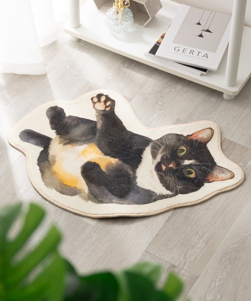 Plastic Tree 猫印 グッズ セット まとめ売り セール】もこもこ起毛マット ネコ型 ダイカットデザイン 猫