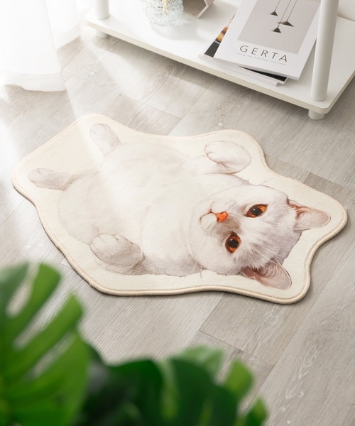 セール】もこもこ起毛マット ネコ型 ダイカットデザイン 猫グッズ