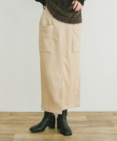 ITEMS URBANRESEARCH(アイテムズ アーバンリサーチ)の「フェイクスエードタイトスカート(スカート・レディース・モカ/スミクロ/カーキ/アイボリー・FREE)」の2枚目の写真