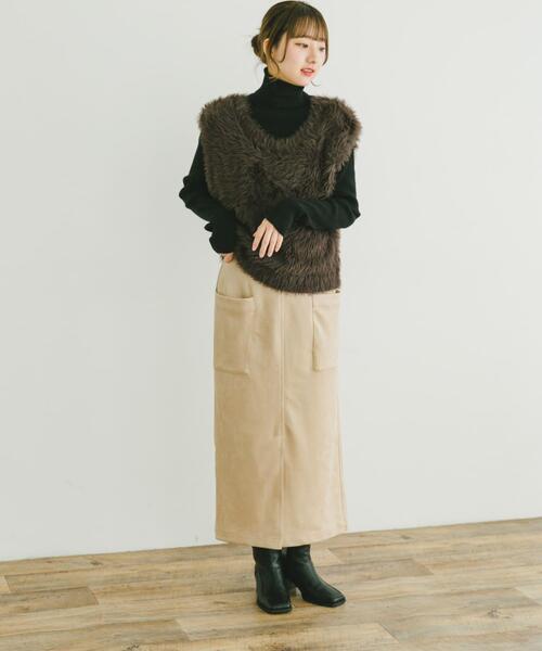 ITEMS URBANRESEARCH(アイテムズ アーバンリサーチ)の「フェイクスエードタイトスカート(スカート・レディース・モカ/スミクロ/カーキ/アイボリー・FREE)」の8枚目の写真