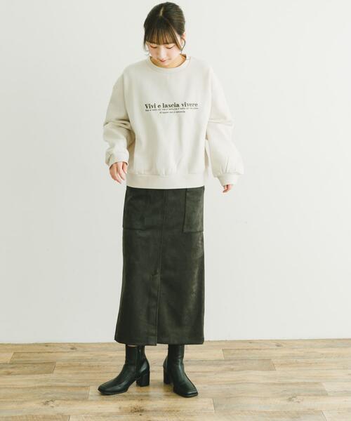 ITEMS URBANRESEARCH(アイテムズ アーバンリサーチ)の「フェイクスエードタイトスカート(スカート・レディース・モカ/スミクロ/カーキ/アイボリー・FREE)」の16枚目の写真