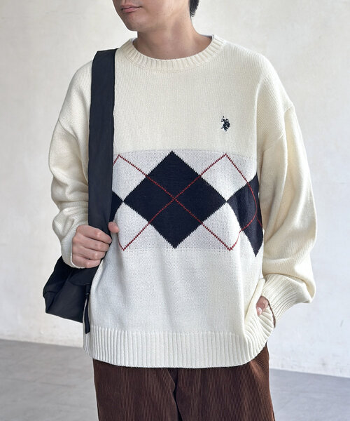 【U.S. POLO ASSN.】アーガイルニット（ニット/セーター）｜U.S. POLO ASSN.（ユーエスポロアッスン）