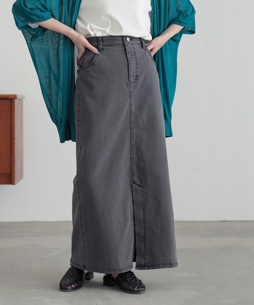 n'OrLABEL（ノアールレーベル）の「『ストレッチデニムナロースカート』（デニムスカート・レディース・ネイビー/グレー/ブルー・3L/S～Ｍ/L～LL）」の2枚目の写真