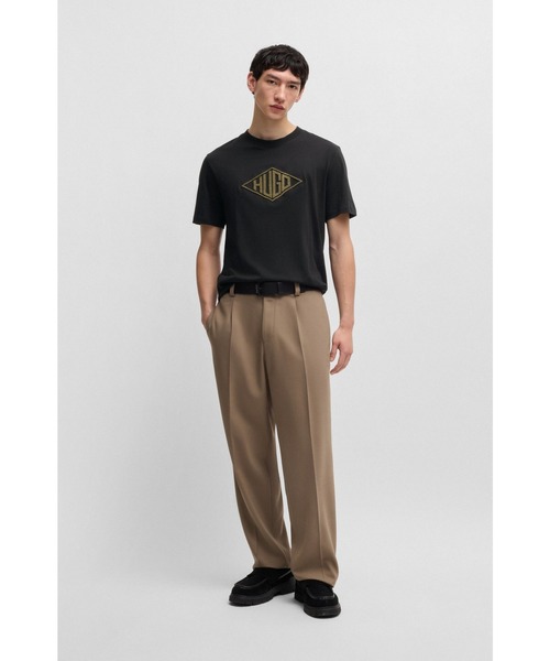 HUGO（ヒューゴ）の「コットンジャージー Tシャツ ジオメトリックロゴエンブロイダリー（Tシャツ/カットソー・メンズ・ブラック/ホワイト・XXL/XL/L/M/S/XS）」の5枚目の写真