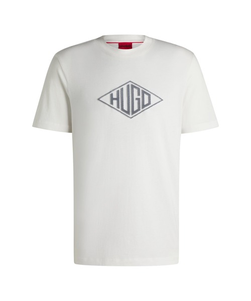 HUGO コットン 半袖 Tシャツ ジオメトリック ロゴ セール】コットンジャージー Tシャツ ジオメトリックロゴエン