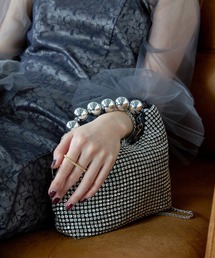 &Robu.（アンドロブ）の「ラインストーンパールハンドルバッグ オケージョン 結婚式 お呼ばれ パーティ（ハンドバッグ）」