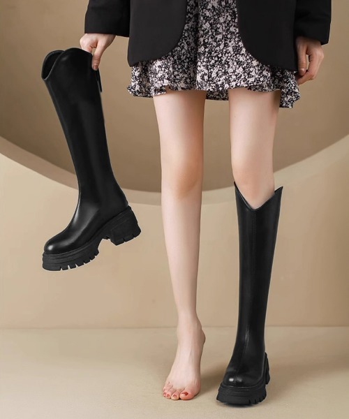 Miniministore(ミニミニストア)の「ロングブーツ 厚底ブーツレディース韓国風(ブーツ・レディース・ブラック/ブラウン・25.0cm/24.0cm/23.0cm/24.5cm/23.5cm/22.5cm)」の3枚目の写真