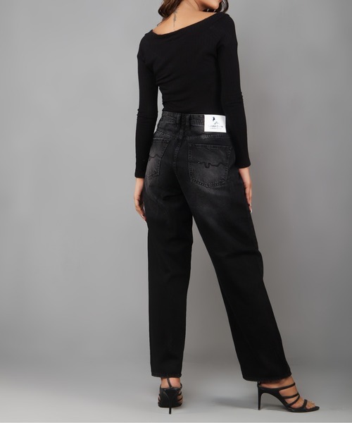 London Denim（ロンドンデニム）の「London Denm (Grange) Straight Loose boys cut/ ストレート ボーイフレンドデニム（デニムパンツ・レディース・グレー系その他/ライトグレー/ブラック・S/M/L/LL）」の6枚目の写真