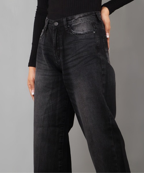 London Denim（ロンドンデニム）の「London Denm (Grange) Straight Loose boys cut/ ストレート ボーイフレンドデニム（デニムパンツ・レディース・グレー系その他/ライトグレー/ブラック・S/M/L/LL）」の7枚目の写真