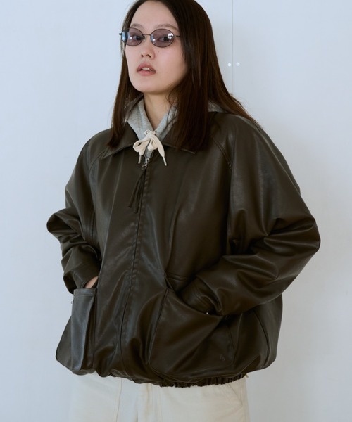 BROKEN BASE（ブロークンベース）の「フェイクレザーブルゾン（ブルゾン・メンズ・ブラウン系/ブラック系・LARGE/MEDIUM/SMALL）」の2枚目の写真