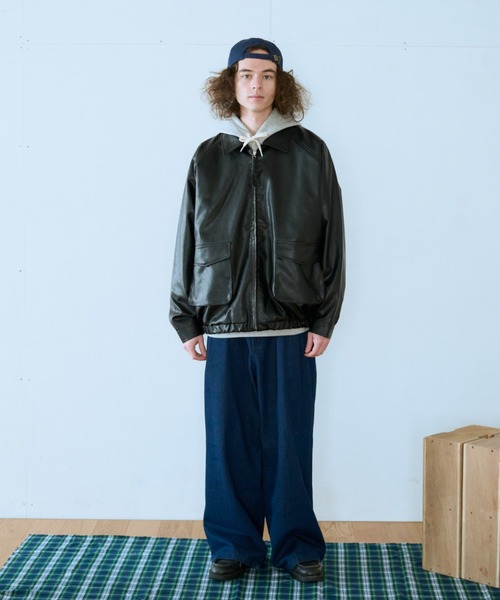 BROKEN BASE（ブロークンベース）の「フェイクレザーブルゾン（ブルゾン・メンズ・ブラウン系/ブラック系・LARGE/MEDIUM/SMALL）」の3枚目の写真