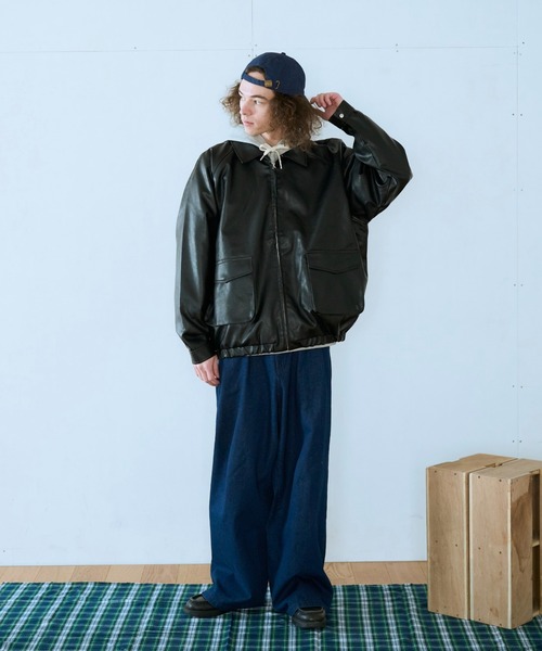 BROKEN BASE（ブロークンベース）の「フェイクレザーブルゾン（ブルゾン・メンズ・ブラウン系/ブラック系・LARGE/MEDIUM/SMALL）」の4枚目の写真