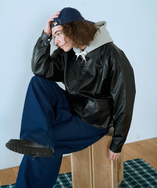 BROKEN BASE（ブロークンベース）の「フェイクレザーブルゾン（ブルゾン・メンズ・ブラウン系/ブラック系・LARGE/MEDIUM/SMALL）」の8枚目の写真