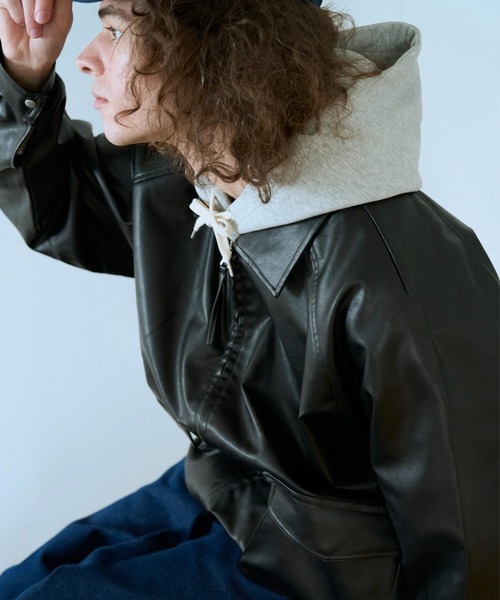BROKEN BASE（ブロークンベース）の「フェイクレザーブルゾン（ブルゾン・メンズ・ブラウン系/ブラック系・LARGE/MEDIUM/SMALL）」の13枚目の写真