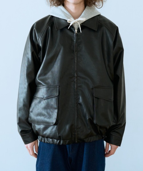 BROKEN BASE（ブロークンベース）の「フェイクレザーブルゾン（ブルゾン・メンズ・ブラウン系/ブラック系・LARGE/MEDIUM/SMALL）」の15枚目の写真