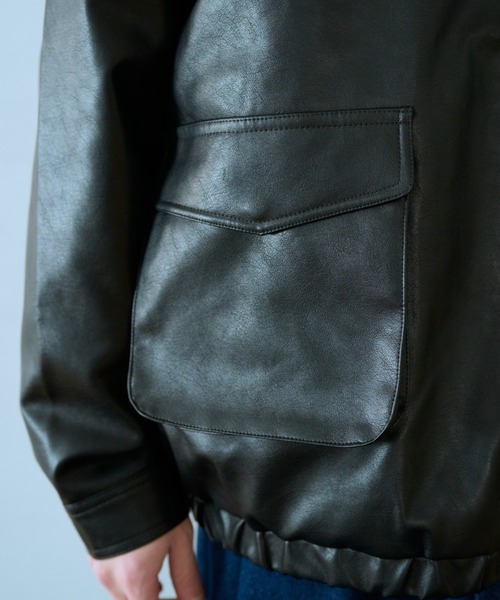 BROKEN BASE（ブロークンベース）の「フェイクレザーブルゾン（ブルゾン・メンズ・ブラウン系/ブラック系・LARGE/MEDIUM/SMALL）」の20枚目の写真