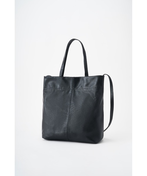 MOTO ゴート（山羊革）ブラックレザートートバッグ utta/ウッタ】ゴートレザー2WAY TOTEBAG /山羊革 /本革（トートバッグ