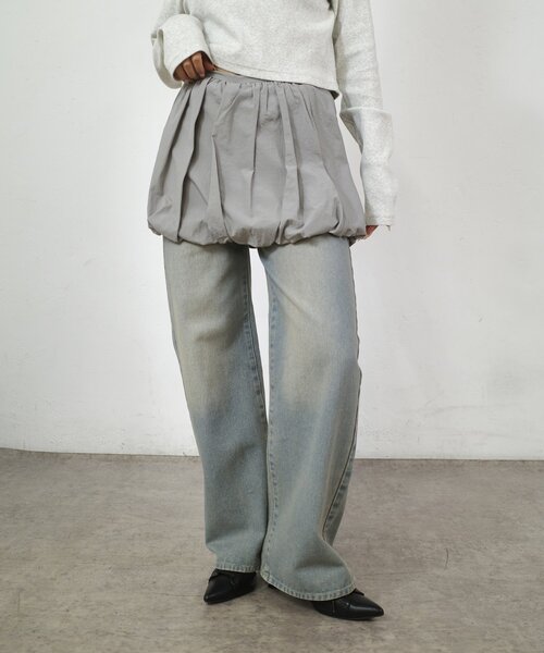 WHO'S WHO gallery（フーズフーギャラリー）の「バルーンスカート（スカート・レディース・グレー/ホワイト/ブラック/ブラック系その他・FREE）」の4枚目の写真