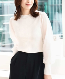 シフォンチュール袖ニット/洗える/WEB限定サイズあり