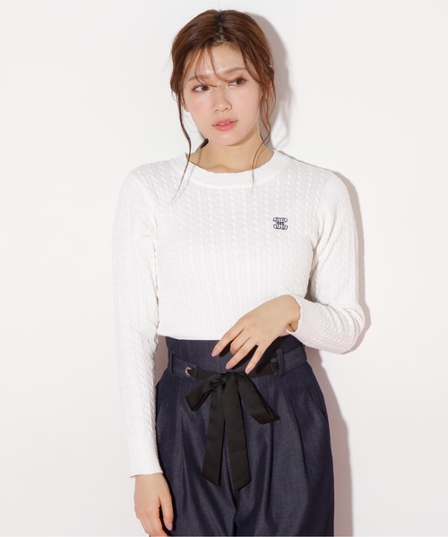 JILL by JILL STUART（ジルバイジルスチュアート）の「◇ミニブークレーケーブルニット（ニット/セーター・レディース・ピンク/ホワイト/ラベンダー/ネイビー・FREE）」の15枚目の写真