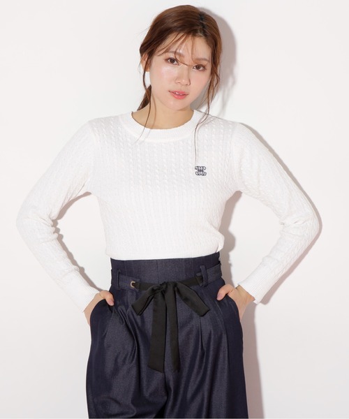 JILL by JILL STUART（ジルバイジルスチュアート）の「◇ミニブークレーケーブルニット（ニット/セーター・レディース・ピンク/ホワイト/ラベンダー/ネイビー・FREE）」の13枚目の写真