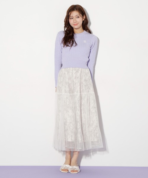 JILL by JILL STUART（ジルバイジルスチュアート）の「◇ミニブークレーケーブルニット（ニット/セーター・レディース・ピンク/ホワイト/ラベンダー/ネイビー・FREE）」の22枚目の写真