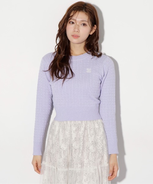 JILL by JILL STUART（ジルバイジルスチュアート）の「◇ミニブークレーケーブルニット（ニット/セーター・レディース・ピンク/ホワイト/ラベンダー/ネイビー・FREE）」の18枚目の写真