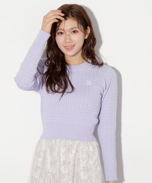 JILL by JILL STUART（ジルバイジルスチュアート）の「◇ミニブークレーケーブルニット（ニット/セーター・レディース・ピンク/ホワイト/ラベンダー/ネイビー・FREE）」の19枚目の写真