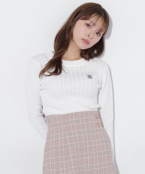 JILL by JILL STUART（ジルバイジルスチュアート）の「◇ミニブークレーケーブルニット（ニット/セーター・レディース・ピンク/ホワイト/ラベンダー/ネイビー・FREE）」の11枚目の写真