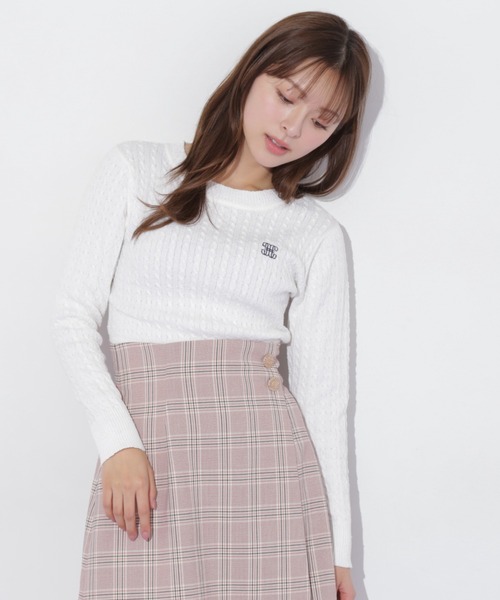 JILL by JILL STUART（ジルバイジルスチュアート）の「◇ミニブークレーケーブルニット（ニット/セーター・レディース・ピンク/ホワイト/ラベンダー/ネイビー・FREE）」の10枚目の写真