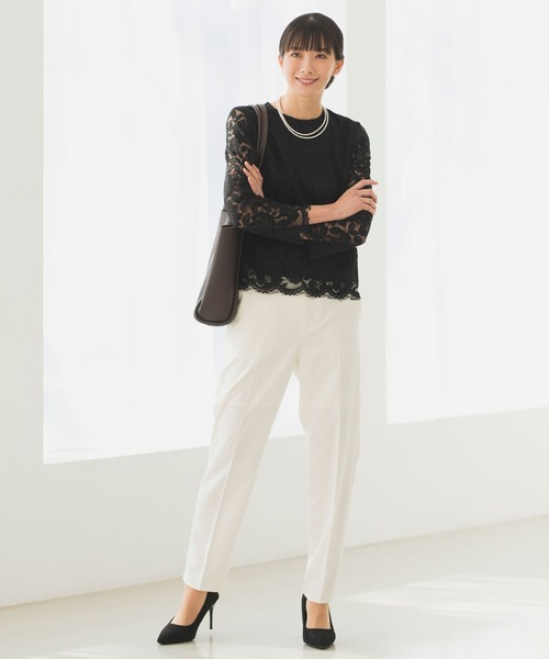 Rebloom(リブルーム Rebloom Reb loom)の「【洗える/セットアップ対応】センタープレステーパードパンツ 単品 ≪セレモニースーツ オフィスカジュアル ママスーツ≫(スーツパンツ・レディース・ブラック/ネイビー/ベージュ・L/M/S)」の1枚目の写真