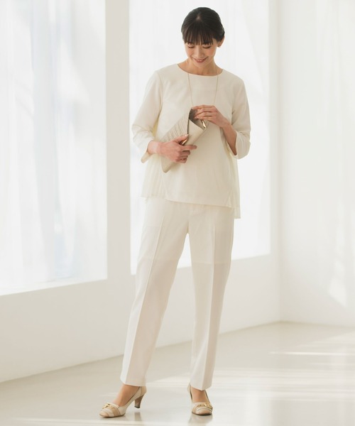 Rebloom(リブルーム Rebloom Reb loom)の「【洗える/セットアップ対応】センタープレステーパードパンツ 単品 ≪セレモニースーツ オフィスカジュアル ママスーツ≫(スーツパンツ・レディース・ブラック/ネイビー/ベージュ・L/M/S)」の4枚目の写真