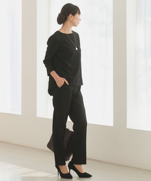 Rebloom(リブルーム Rebloom Reb loom)の「【洗える/セットアップ対応】センタープレステーパードパンツ 単品 ≪セレモニースーツ オフィスカジュアル ママスーツ≫(スーツパンツ・レディース・ブラック/ネイビー/ベージュ・L/M/S)」の14枚目の写真