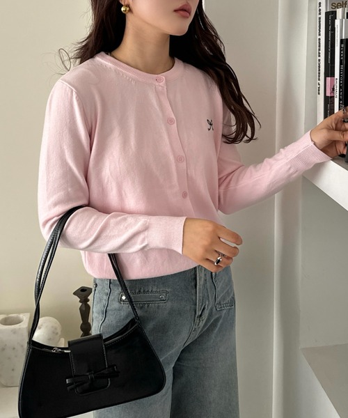 efill（エフィル）の「リボン刺繍の 春 ニット カーディガン（カーディガン/ボレロ・レディース・ピンク/グレー・FREE）」の9枚目の写真