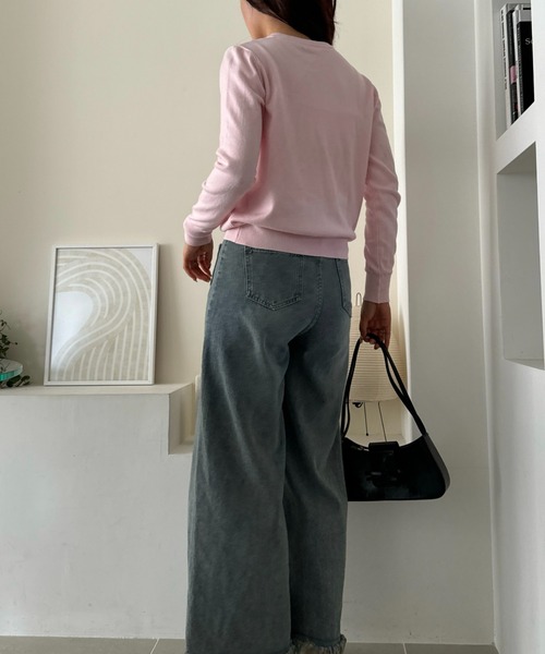 efill（エフィル）の「リボン刺繍の 春 ニット カーディガン（カーディガン/ボレロ・レディース・ピンク/グレー・FREE）」の7枚目の写真