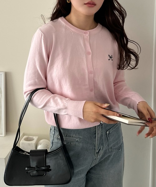 efill（エフィル）の「リボン刺繍の 春 ニット カーディガン（カーディガン/ボレロ・レディース・ピンク/グレー・FREE）」の16枚目の写真