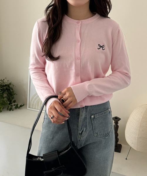 efill（エフィル）の「リボン刺繍の 春 ニット カーディガン（カーディガン/ボレロ・レディース・ピンク/グレー・FREE）」の10枚目の写真
