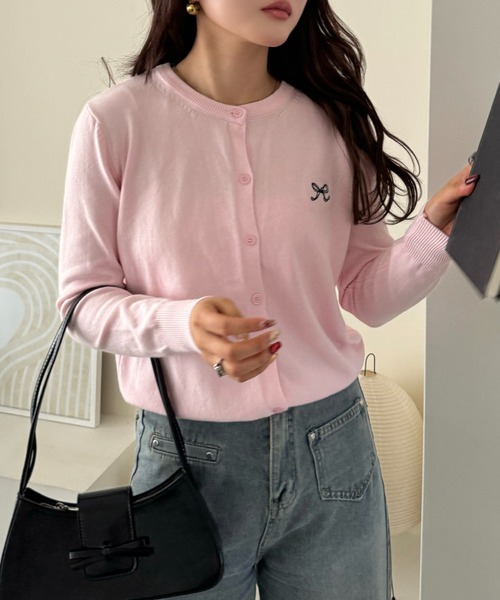 efill（エフィル）の「リボン刺繍の 春 ニット カーディガン（カーディガン/ボレロ・レディース・ピンク/グレー・FREE）」の15枚目の写真