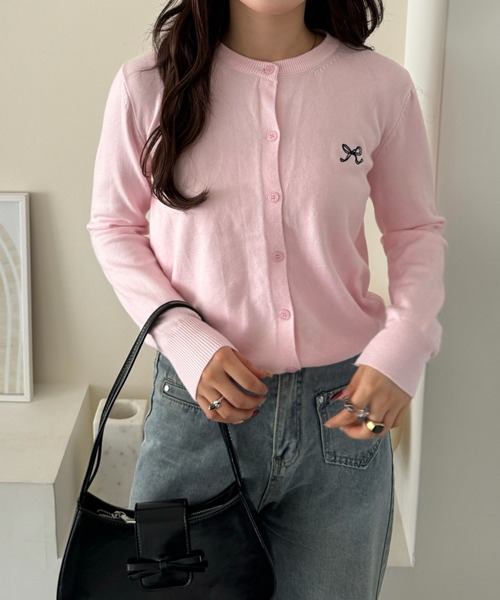 efill（エフィル）の「リボン刺繍の 春 ニット カーディガン（カーディガン/ボレロ・レディース・ピンク/グレー・FREE）」の13枚目の写真