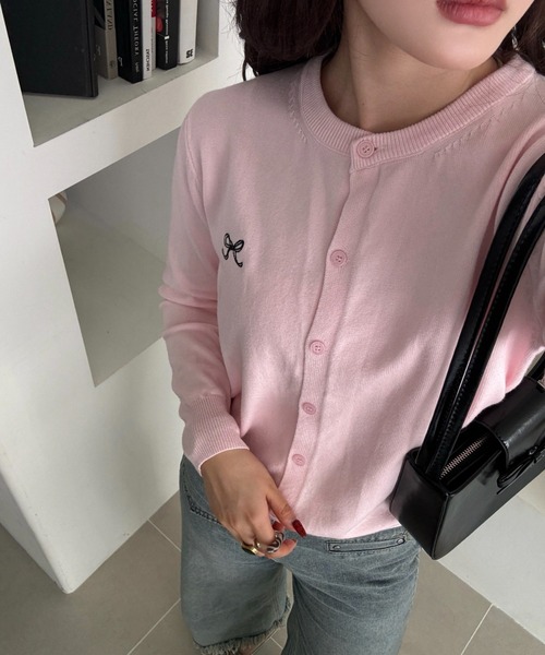 efill（エフィル）の「リボン刺繍の 春 ニット カーディガン（カーディガン/ボレロ・レディース・ピンク/グレー・FREE）」の22枚目の写真