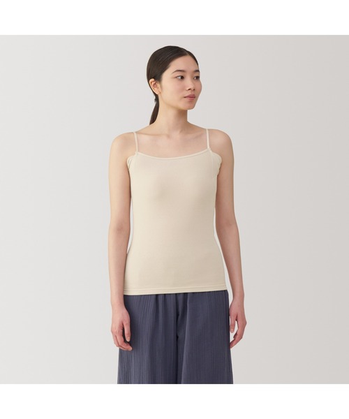 無印良品（ムジルシリョウヒン）の「婦人　さらっと綿汗取りパッド付きキャミソール（インナーウェア/肌着・レディース・ホワイト/ブラック/サンドベージュ/グレー系・S/M/L/XL）」の4枚目の写真