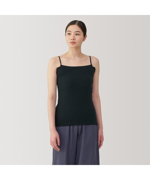 無印良品（ムジルシリョウヒン）の「婦人　さらっと綿汗取りパッド付きキャミソール（インナーウェア/肌着・レディース・ホワイト/ブラック/サンドベージュ/グレー系・S/M/L/XL）」の2枚目の写真