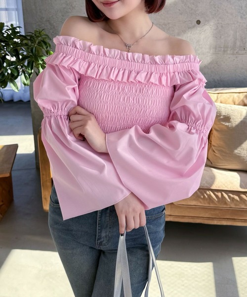 clear（クリア）の「フリルオフショルシャーリングブラウス［大人カジュアル 骨格ウェーブ］≪再入荷≫（シャツ/ブラウス・レディース・サックスブルー/ブラック/オフホワイト/ピンク・F）」の10枚目の写真