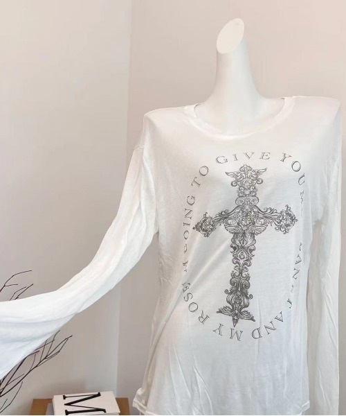 カラフル十字架デザイン長袖カットソー Amazon | [&AND STUDY] 長袖 Tシャツ メンズ プリント Tシャツ