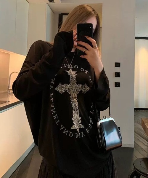 Saint M✕✕✕✕✕✕十字架デザイン 長袖カットソー L Saint M✕✕✕✕✕✕十字架デザイン 長袖カットソー L Hedie.+ 01