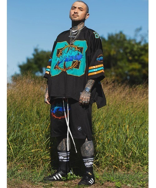 ROYAL FLASH(ロイヤルフラッシュ)の「MAYO/メイヨー/THORNS EMBROIDERY GAME SHORTS(その他パンツ・メンズ・ブラック/ブルー/ホワイト・M)」の4枚目の写真