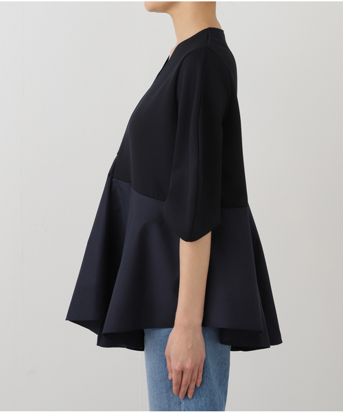 La TOTALITE(ラトータリテ)の「【MARECHAL TERRE/マルシャルテル】Vネックコンビプルオーバー(Tシャツ/カットソー・レディース・ネイビー/ホワイト・FREE)」の12枚目の写真