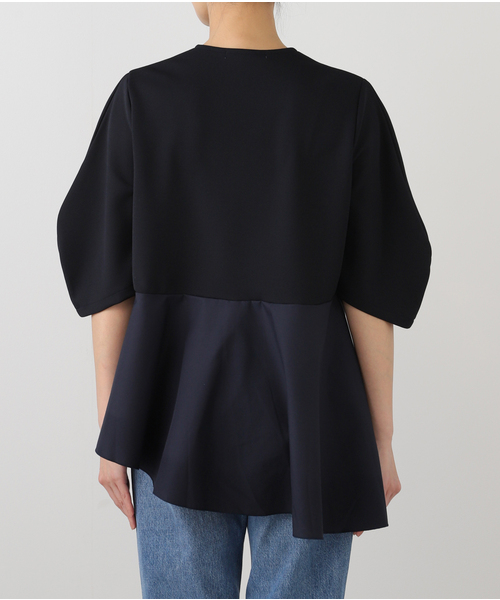 La TOTALITE(ラトータリテ)の「【MARECHAL TERRE/マルシャルテル】Vネックコンビプルオーバー(Tシャツ/カットソー・レディース・ネイビー/ホワイト・FREE)」の13枚目の写真