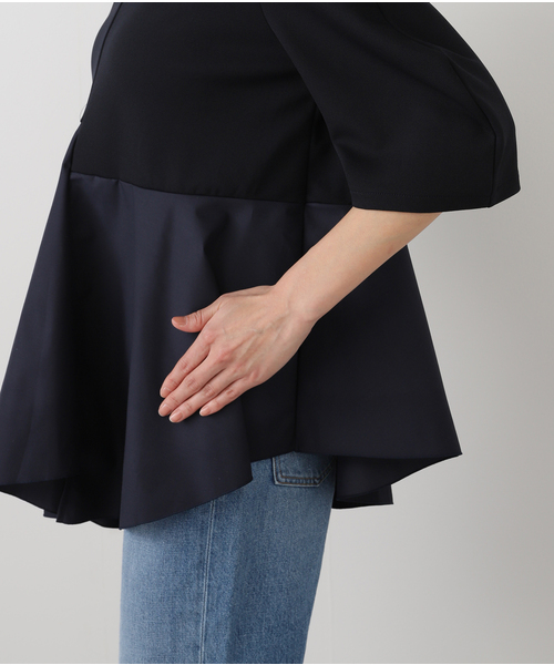La TOTALITE(ラトータリテ)の「【MARECHAL TERRE/マルシャルテル】Vネックコンビプルオーバー(Tシャツ/カットソー・レディース・ネイビー/ホワイト・FREE)」の16枚目の写真