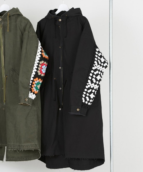 DISCOVERED(ディスカバード)の「mj10635-3 WAY CROCHET SLEEVE MODS COAT モッズコート(モッズコート・メンズ・カーキ/ブラック・1/3)」の2枚目の写真